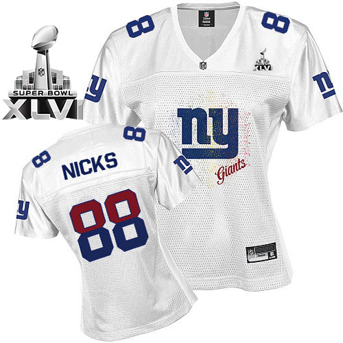 Giants #88 Hakeem Nicks White 2011 Women's Fem Fan Super Bowl XLVI NFL Jersey